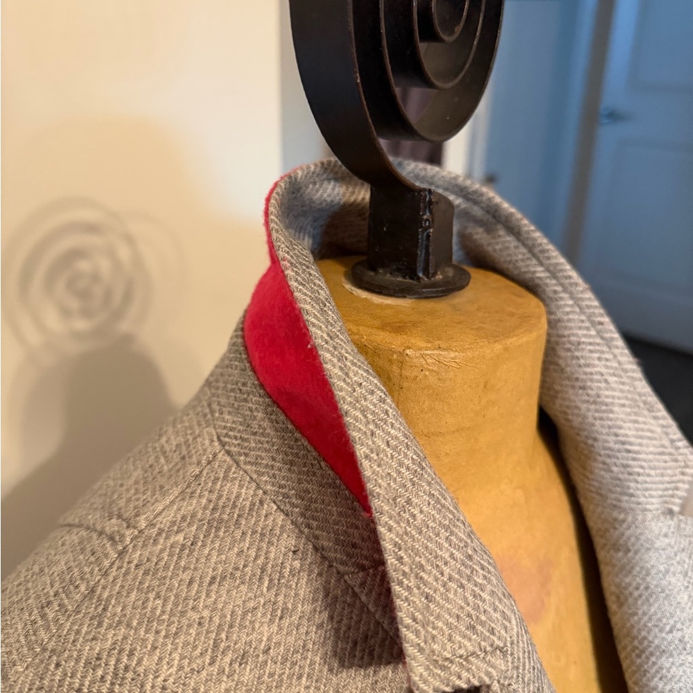 Women’s Gray Blazer with Hot Pink Collar Accent